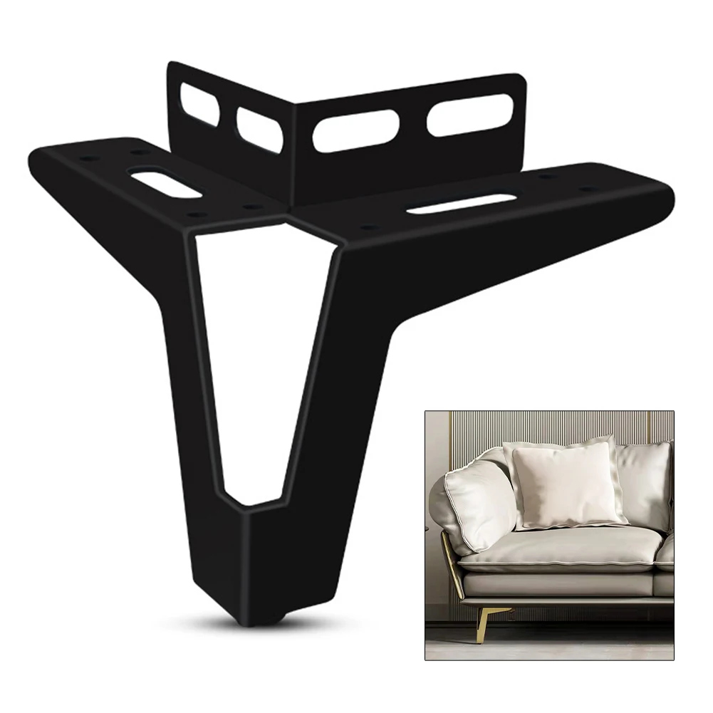 

4pcs Metal Furniture Legs Thickened Bed/Sofa Stand Table Risers Heightening Legs With Brackets Quiet Use For Floor Protection