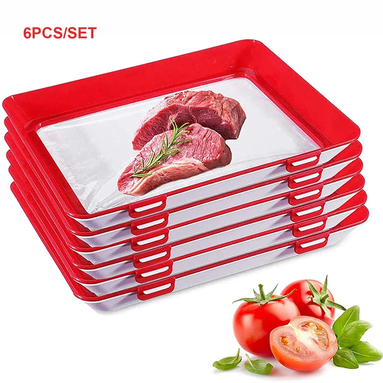 

Food Preservation Tray Reusable Meat Fish Vegetable Storage Tools Serving Trays Vacuum Preservation Container Refrigerator
