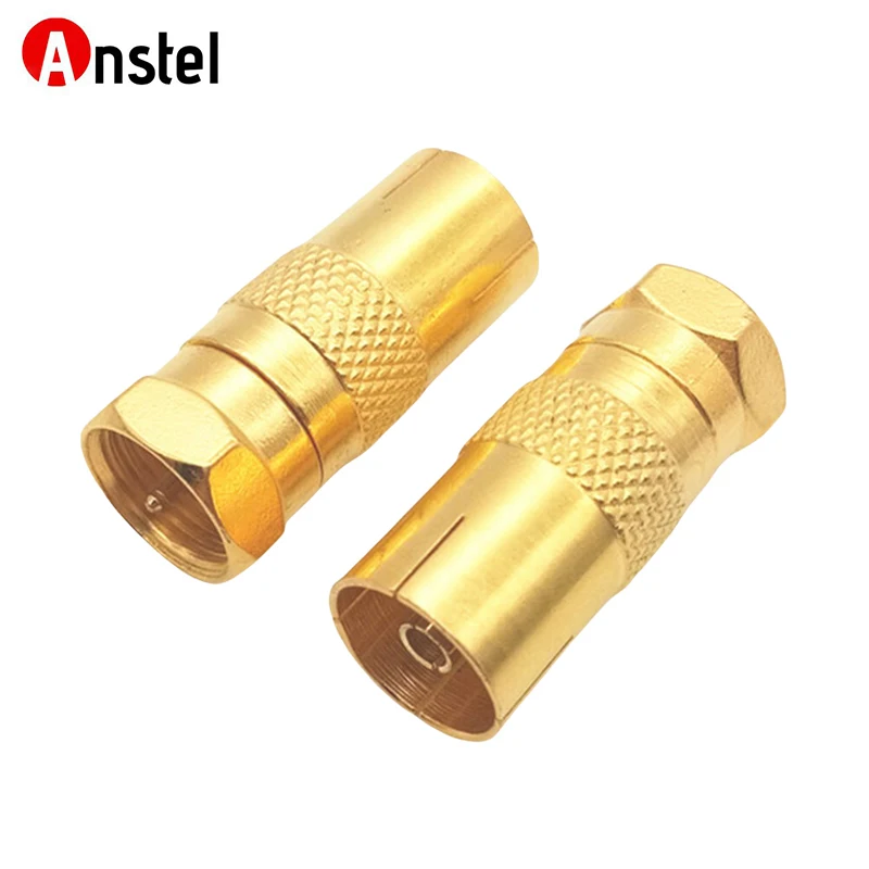 F Male TO PAL Female PLUG TV Coax Cable Adapter RF Coaxial Connector Gold Plated Straight