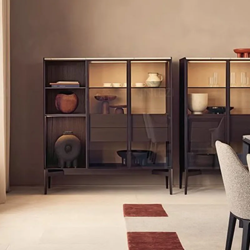 // أرفف حديثة خزانة بار غرفة المعيشة المتنقلة خزانة مشروبات خشبية فاخرة مصمم زجاج طاولات تيكيلا أثاث منزلي