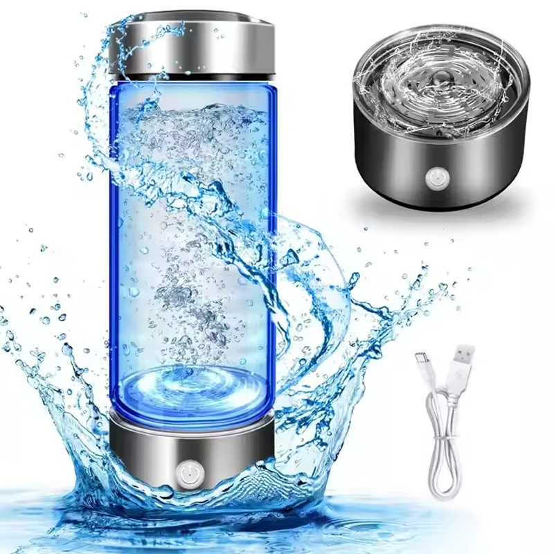 

420 мл воднеродная бутылка для воды, генератор воды, богатой водородом, перезаряжаемая через USB портативная уличная стеклянная чашка для воды с водородом