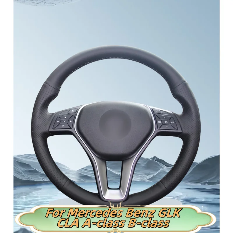 

Car Steering Wheel Cover Hand-Sewn Genuine Leather For Mercedes Benz GLK CLA A-class B-class Car Interior Accessories
