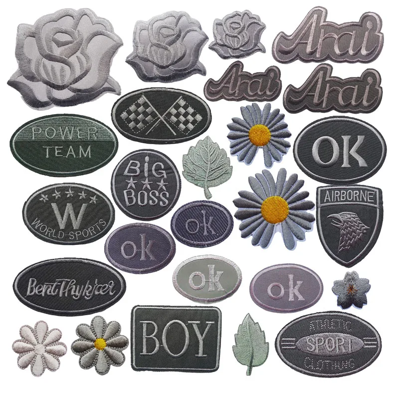 10 Pcs Gray Butterfly Iron On Patches Adhesive Embroidery For BOY T-Shirt Appliques Clothes Dress Jeans Stickers Badges