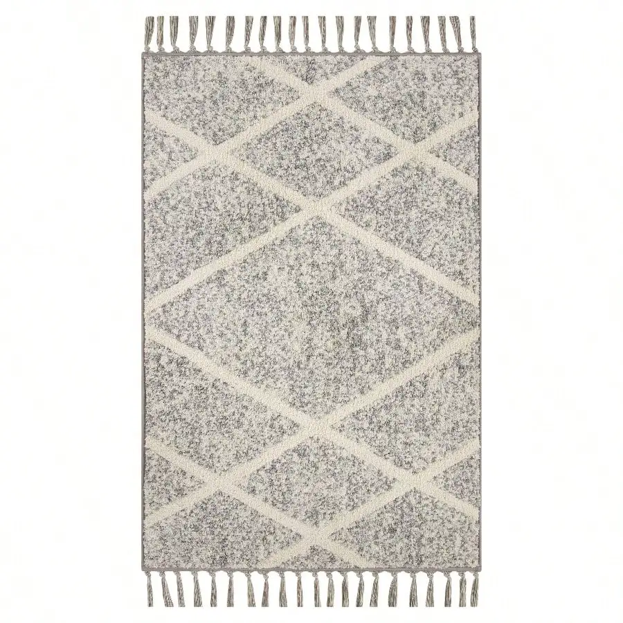 

Microfiber Plush Non - Skid Indoor 30x 45 Accent Rug with Fringe Ivory Soft Comfort Warm Cozy Living Room Bedroom Home Decor