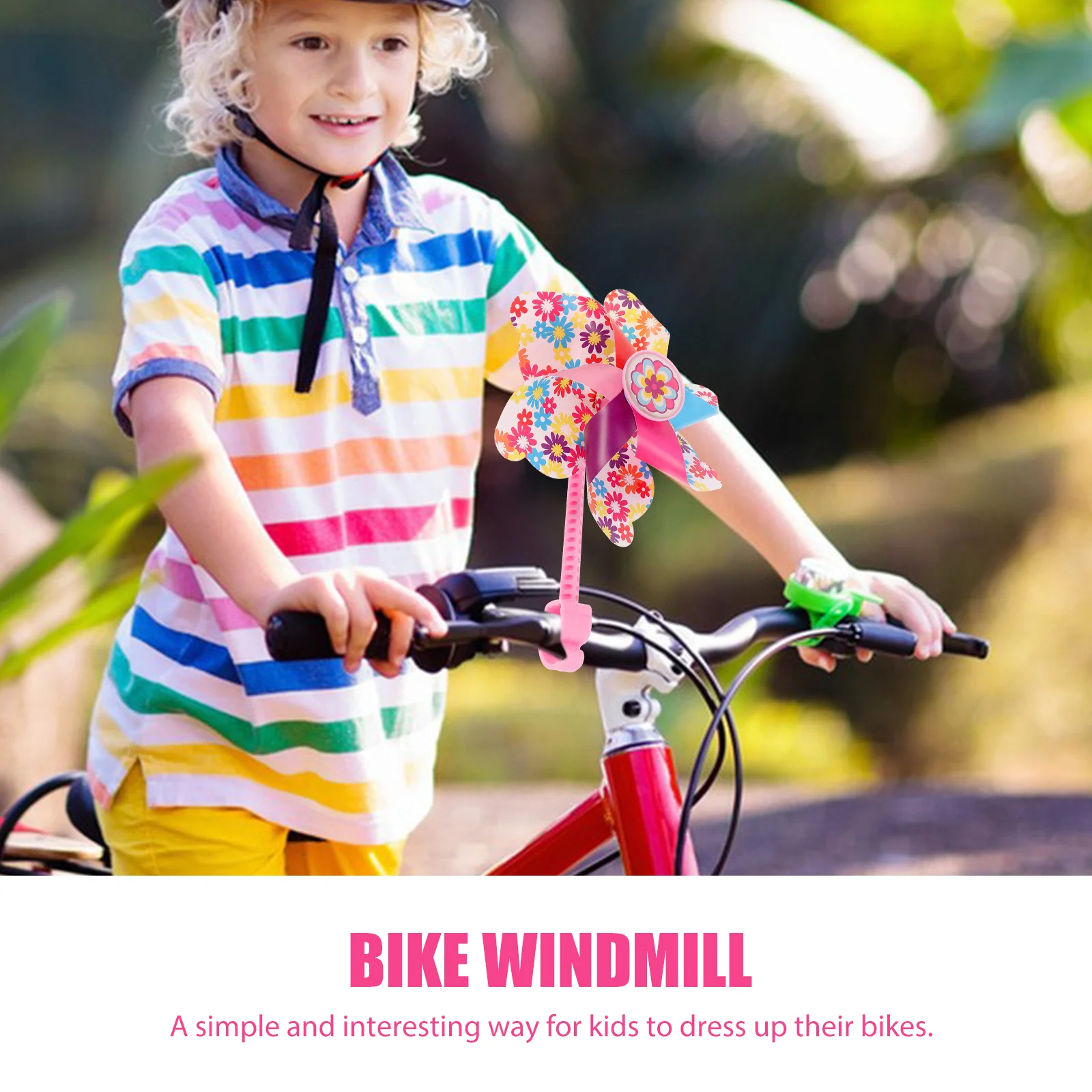 1pcs Windmill Bike Pinwheel For Handlebar 22.2Mm Easy Install Removable Flower Design Scooter Cycling Decoration Ride Gift