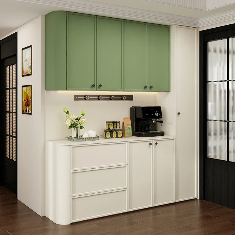 French retro dining side cabinet integrated arc wine cabinet small apartment living room locker multi-functional cabinet