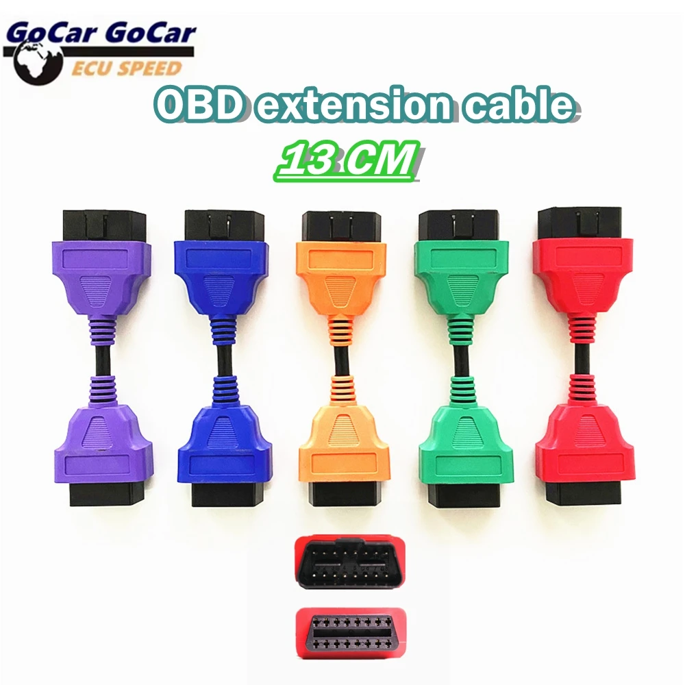 Obd2 كابل 16Pin تمديد مهائي كابلات 13 سنتيمتر 16 دبوس ذكر إلى أنثى obd ii obd2 متعدد الألوان تمديد كابلات الموصلات محول