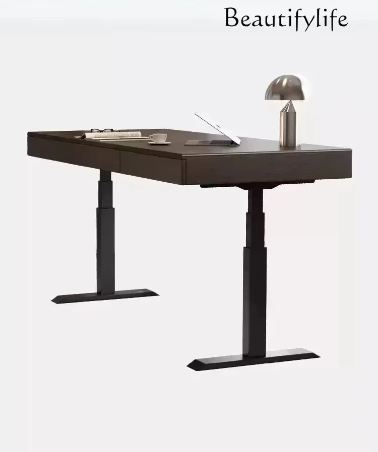 Italian intelligent electric lifting desk simple double motor study solid wood computer deskpara casa e decoração