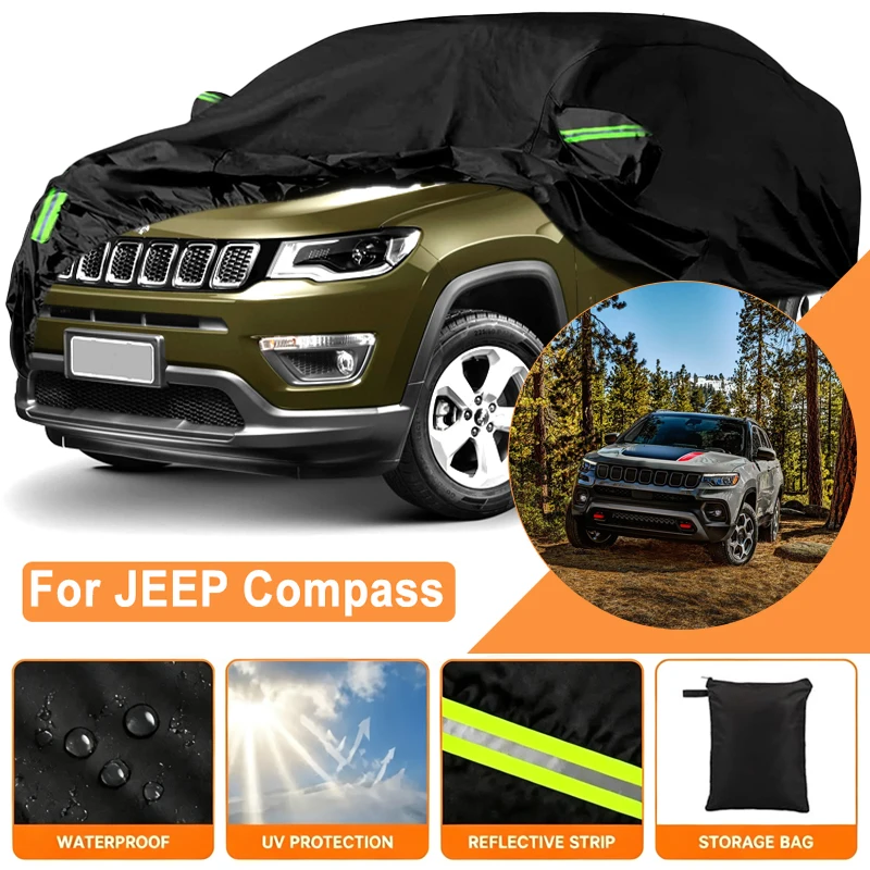 Waterproof Car Cover For JEEP Compass MK49 MP Outdoor Full Car Cover Wind Sun UV Dust Rain Snow All Weather Protection