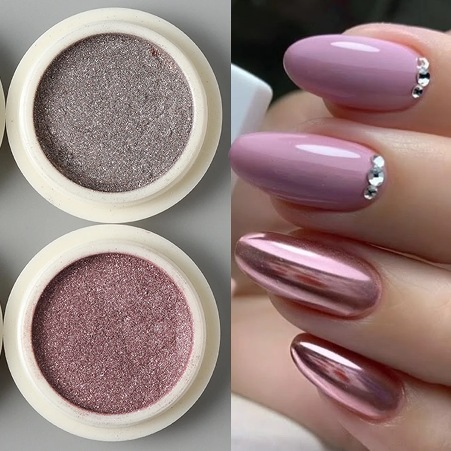 6 uds. De polvo cromado para uñas, oro brillante, oro rosa, cobre antiguo, brillo para frotar, pigmento, escamas, polvo cromado metálico para uñas