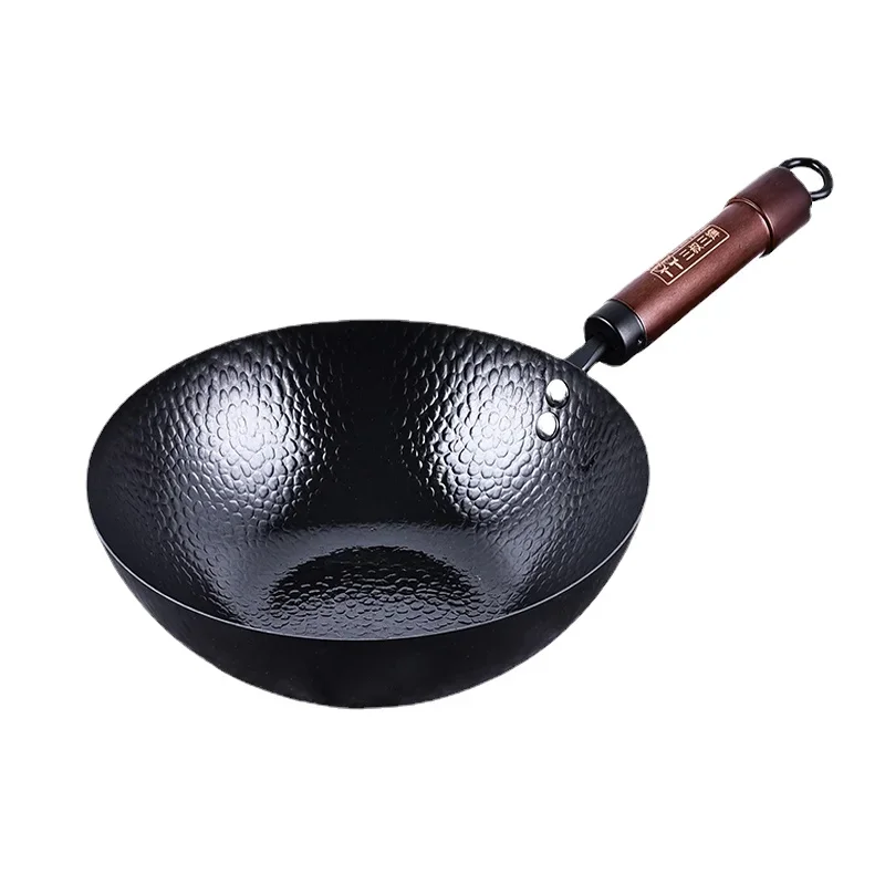 Sartén Wok ligera para mujer, sartén de hierro fundido con martillo, Wok antiadherente duradero, para cocina de Gas y utensilios de cocina de inducción