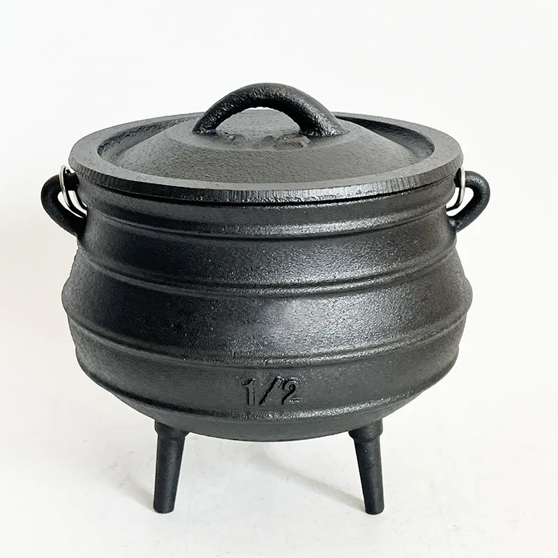 Olla de hierro fundido 1/2 Potjie, Caldero Mágico de bruja de 1,2 L, de tres patas, para Sudáfrica, gran oferta