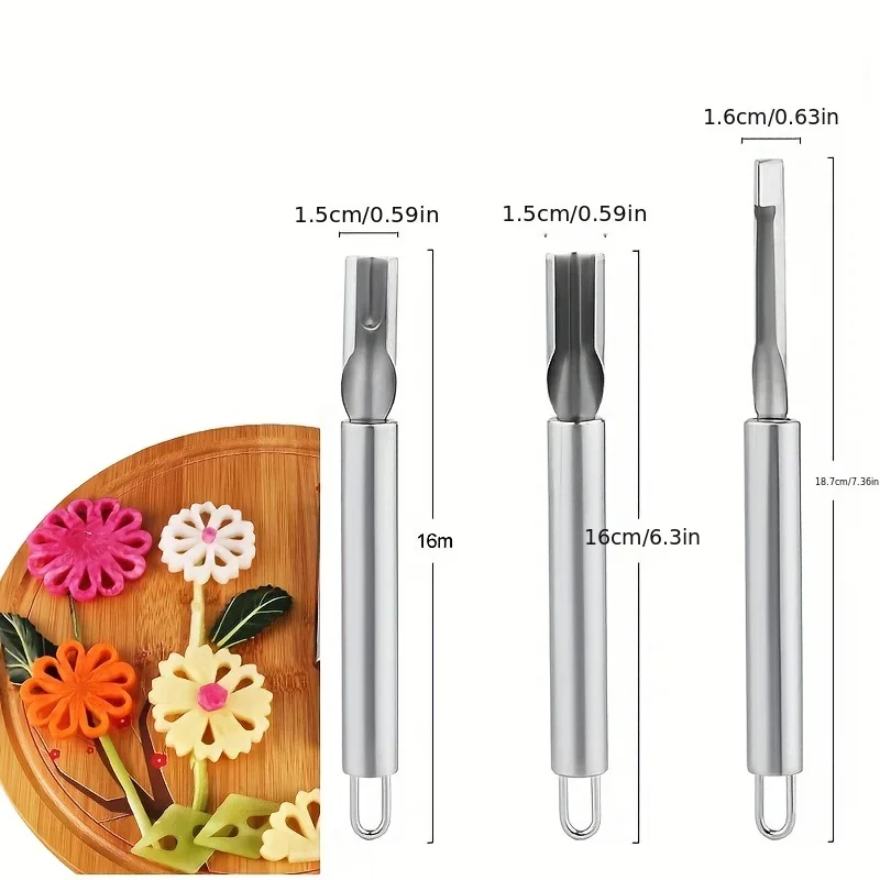 Stainless Steel Vegetable Fruit Carving Tool DIY Food Sculpting Knife Garnish Cutter for Kitchen Plating Decoration
