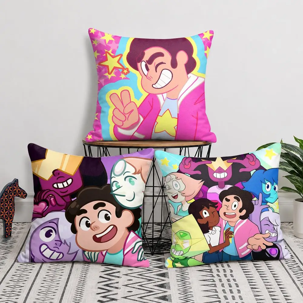 S-Steven Universe Future Cushion Cover Silky Short Plush Invisible Zipper Dustproof Sofa Pillow Case For Home Decor