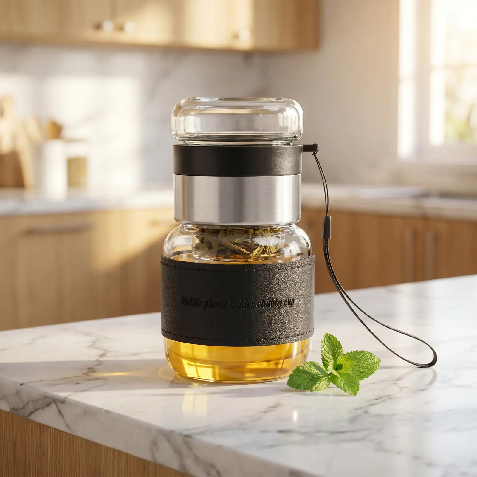 2Pcs Glass Tea Infuser Bottle Dual-Chamber Flip Brewer 11Oz Portable Travel Tumbler Tea Water Separation Cup Stainless Steel