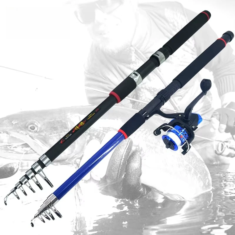 

Fishing Rod and Reel Set Sea Fishing Rod and Reel Combo Glass Fiber Spinning Pole ComponentsTelescopic Fishing Rod