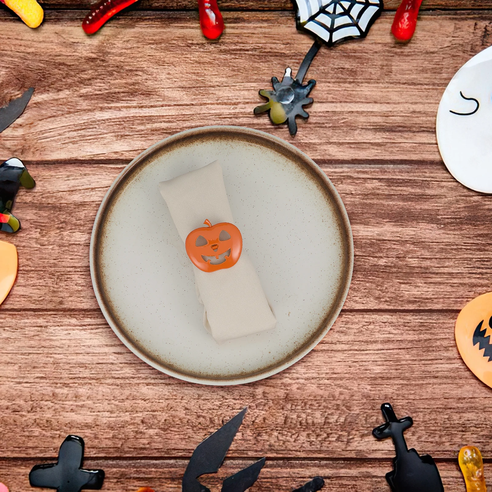 

12Pcs Pumpkin Napkin Buckles Bright Color Alloy Rings for Holiday Party Restaurant Table Decoration Napkin Holders