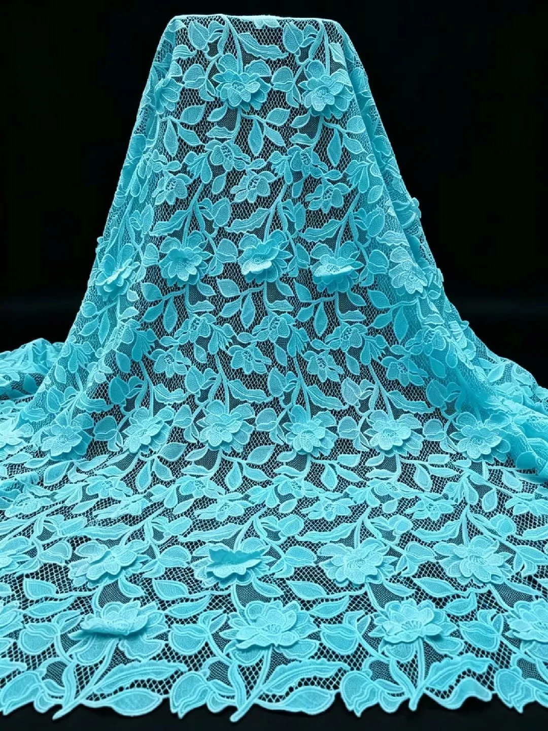 5 Yards 130CM Width Water-soluble Milk Silk Lace Three-dimensional Fabric Dress, Colorful Embroidered Clothing Fabric AT2983-A
