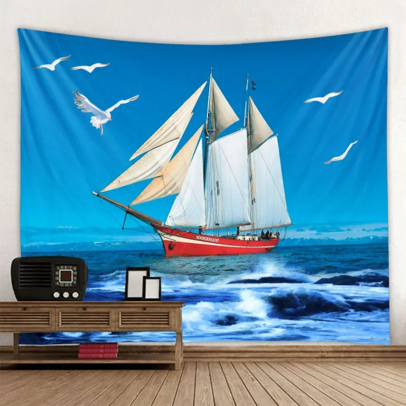 Tapestry Wall Decor Tapestry Wall Hanging Nautical Tapestry Pirate Ship Wall Hanging Psychedelic Decoration Aesthetics Living
