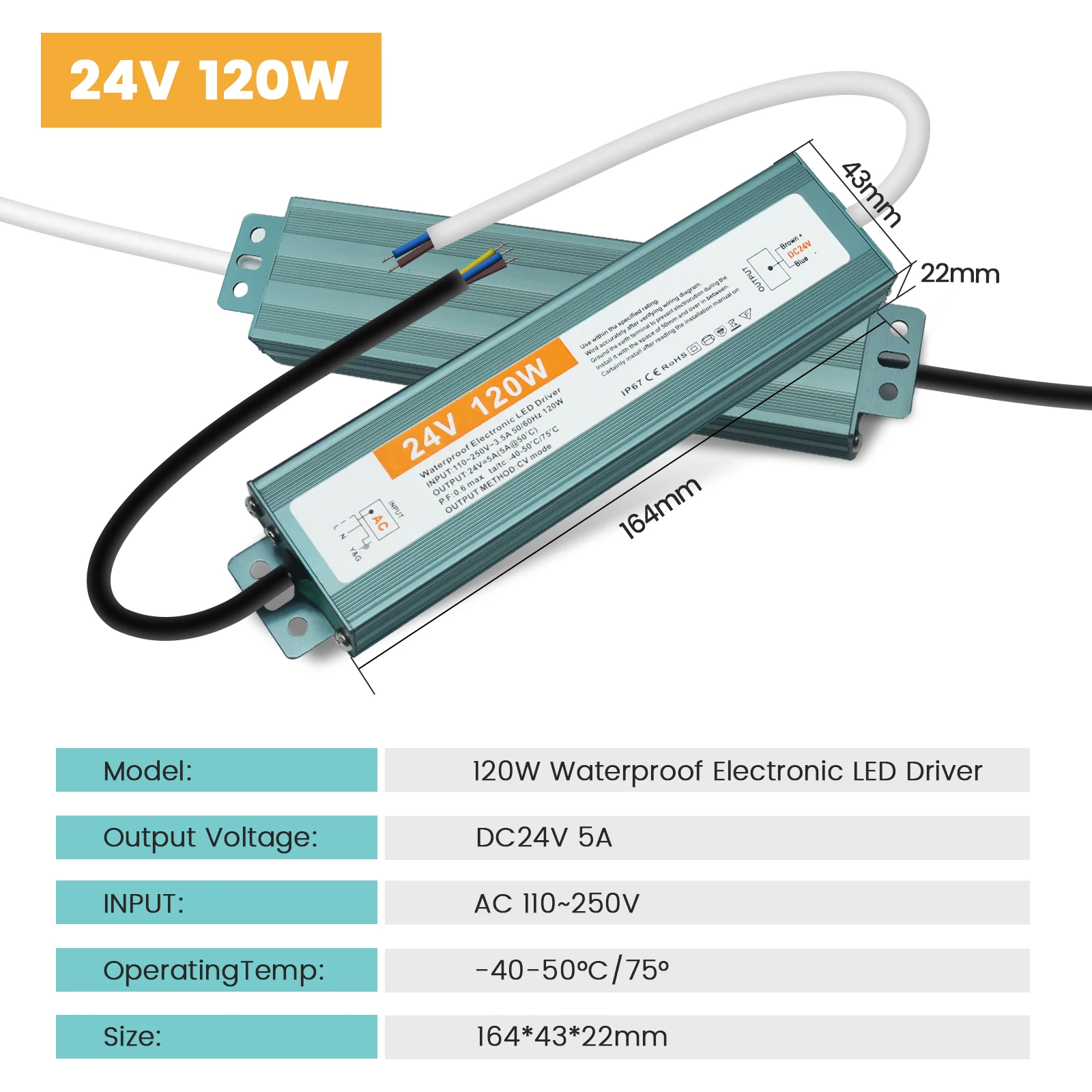 IP67 Wasserdichter LED-Netzteiltreiber AC 110 V 240 V auf DC 12 V 24 V 36 W 60 W 80 W 100 W 300 W 400 W 500 W 600 W Transformator-Adapter