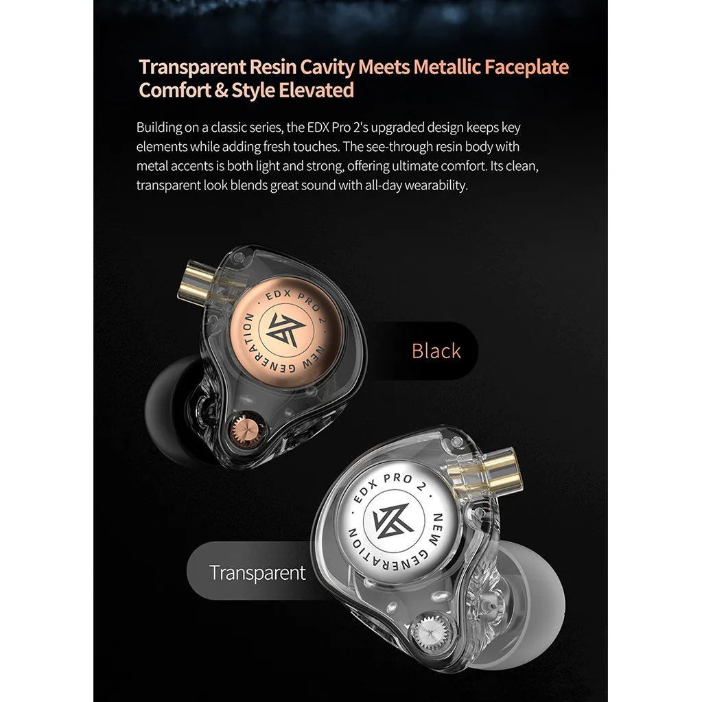 سماعات أذن KZ EDX PRO 2 مع إصدار مطور لسماعات الأذن ذات الملف الديناميكي عالي الدقة HIFI