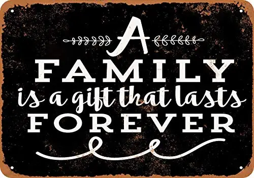 Wall-Color 7 x 10 Metal Sign - A Family is a Gift That Lasts Forever (Black Background) - Vintage Look