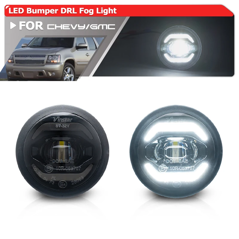 

Для 2007-2014 Chevy Tahoe GMC Yukon Suburban Yukon XL 1500 2500 Avalanche 2in1 светодиодный белый DRL Halo бампер противотуманные фары в сборе