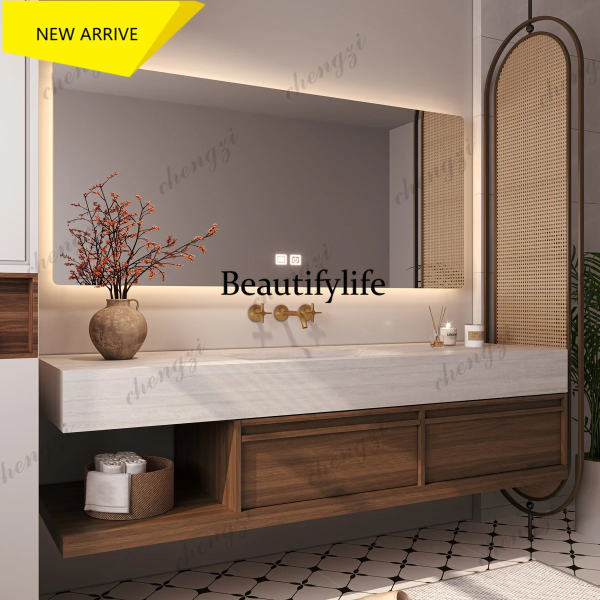 M178 Ancient Style Bathroom Cabinet Combination Bathroom Modern Simple Washing Table Minimalist Cabinet Gabinetti