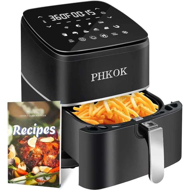 

PHKOK 7 Quarts Air Fryer, 1700W 360°Large Electric Hot Oilless Oven Cooker with 2-24 HRS Appointment Function