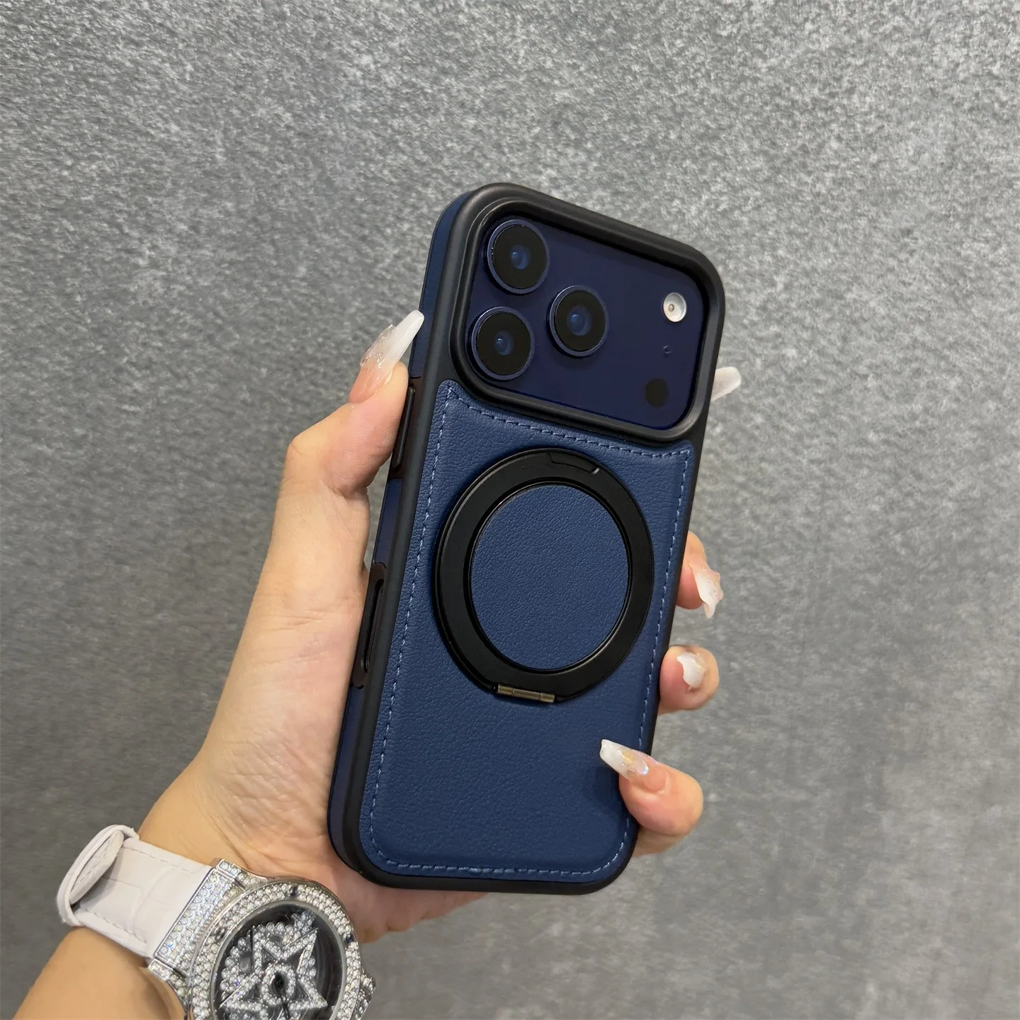 17 ProMax Wax PU Leather Magnetic Charging Phone Case For iPhone 14 15 16 Plus 17 Air 11 12 13 Pro Max 360° Rotating Stand Cover