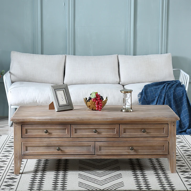 American country solid wood antique nostalgic living room small apartment French retro old drawer