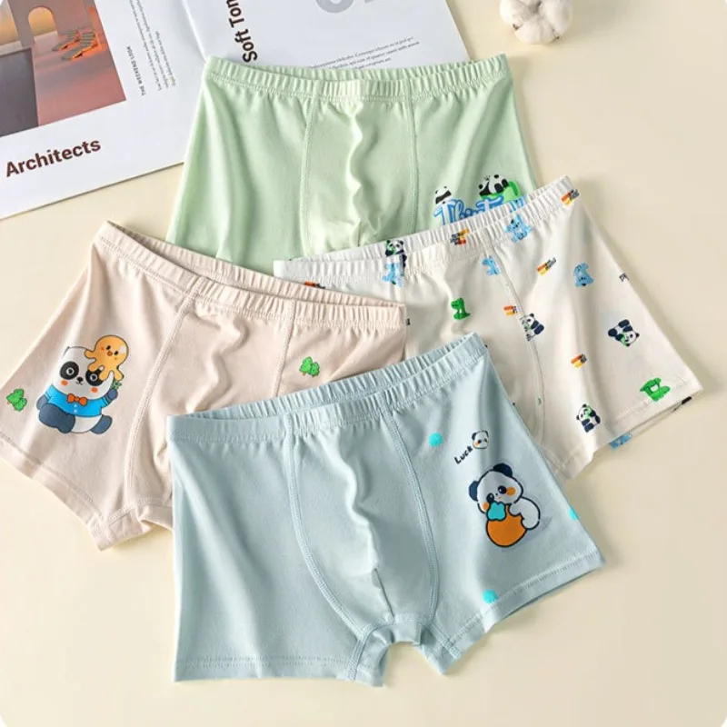 

4PCS Kid Cotton Soft Antibacterial Panties for Boy Cute Cartoon Print Knickers 3+y Young Child Thin Breathable Comfort Underwear