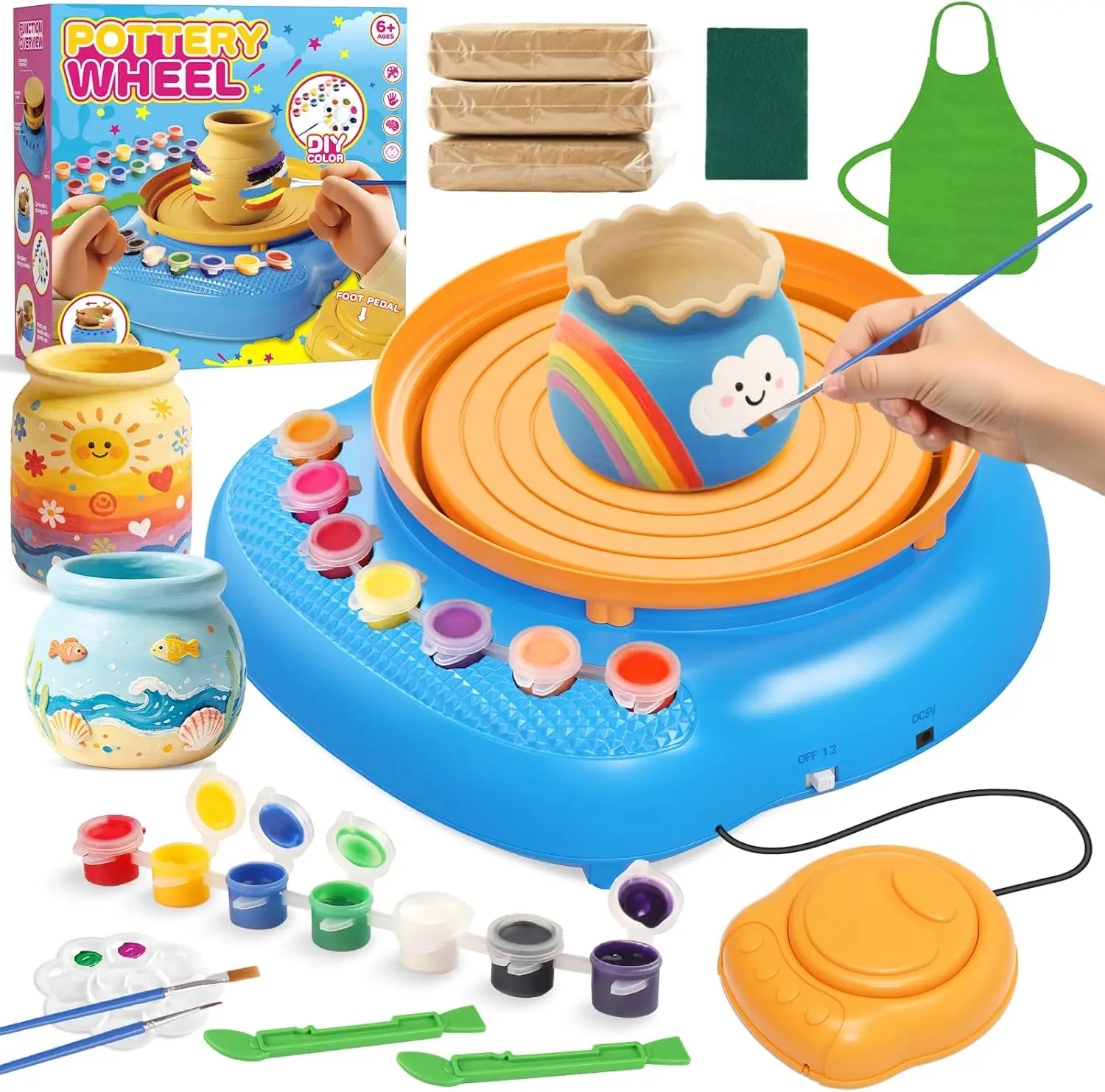 

Complete DIY Pottery Painting Kit for Kids Ages 8-12 with Air-Dry Clay & Tools, Art Toy Gift
