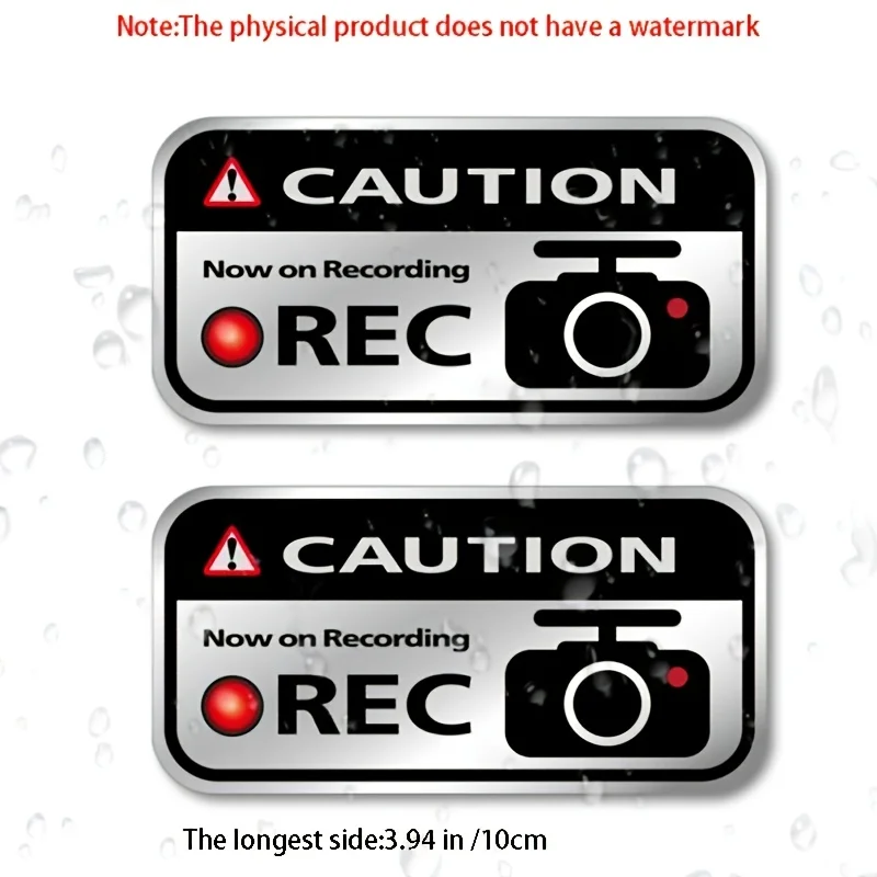 2PCS Recording REC Warning Sticker Waterproof Vinyl Camera Security Decal Removable Car Window Body Truck SUV