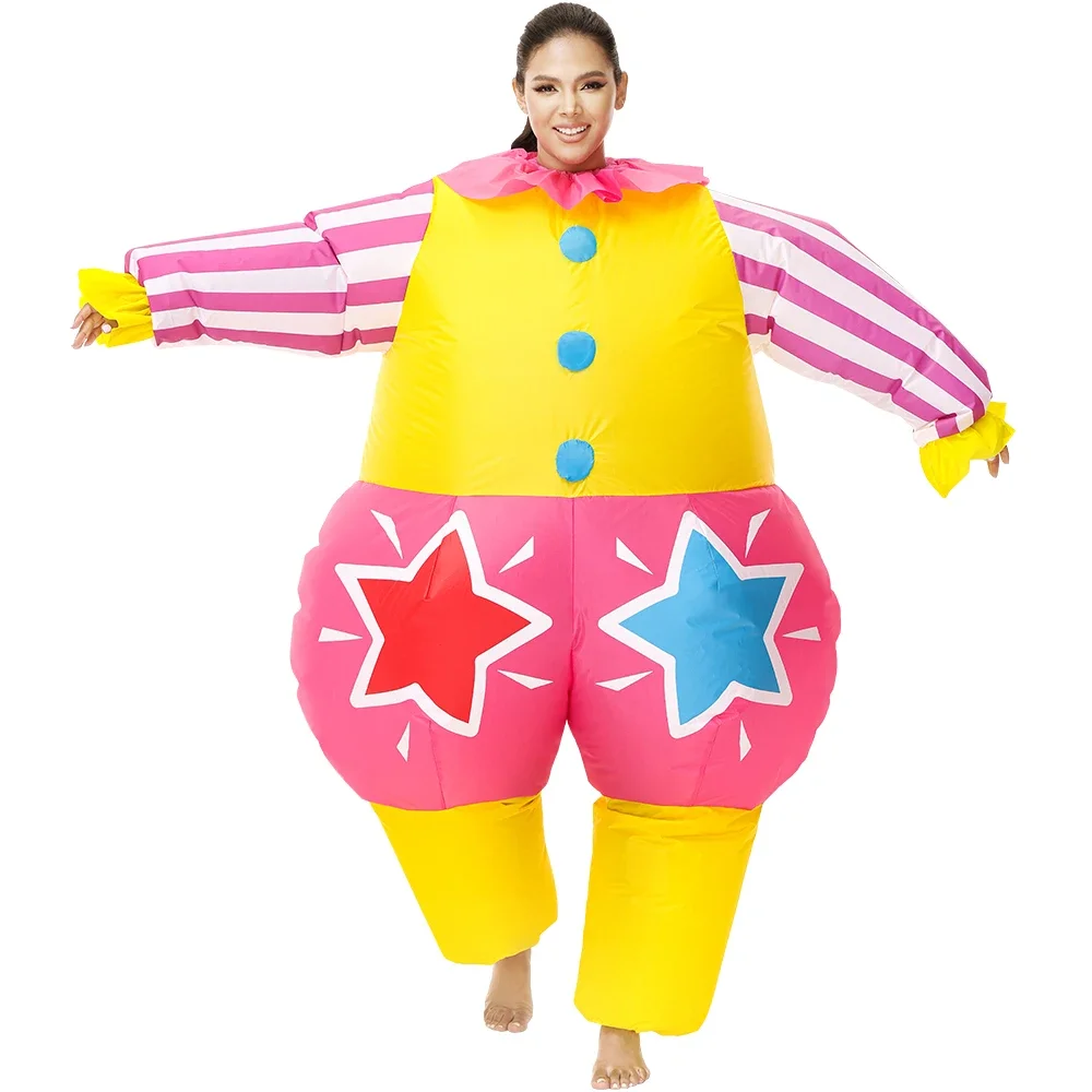 Funny Inflatable Clown Costume For Men Women Carnival Purim Mascots Cosplay Costume Halloween Fancy Star Clown Inflatable Suits