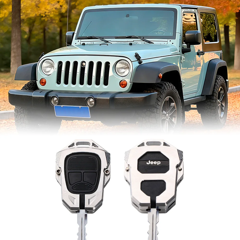 

Fit Jeep Wrangler JK 2007-2018 CNC Aluminum Key Fob Cover,Key Protective Shell Black/Silver/White