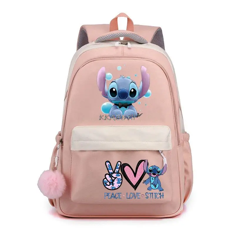 Lilo And Stitch 학교 배낭 여행 단색 배낭, 십대 소녀 소년 노트북, 다기능 배낭 Mochila