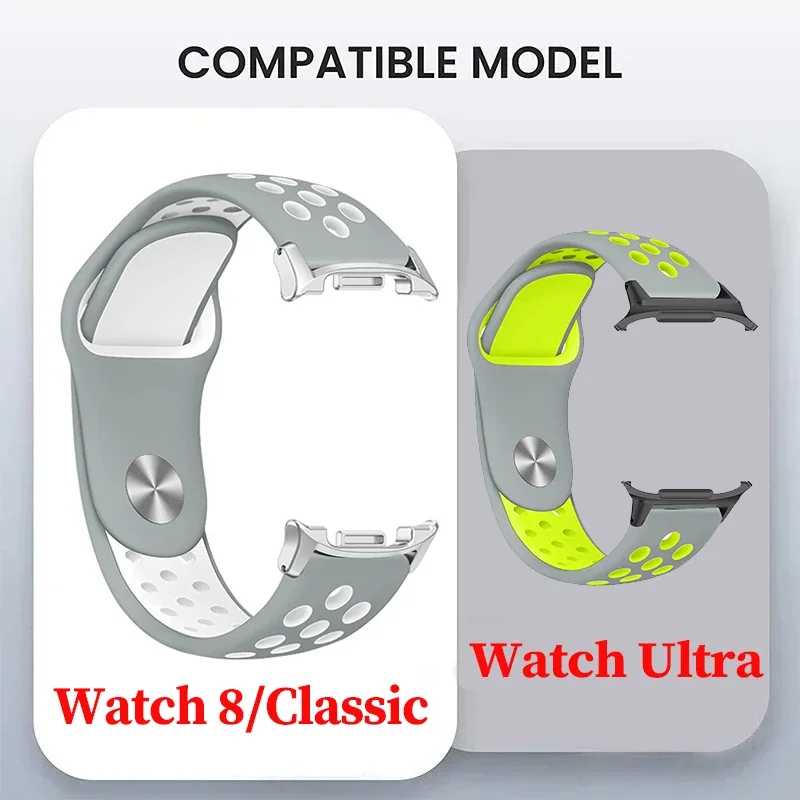 Untuk Samsung Galaxy Watch 8 40Mm 44 8 Tali Klasik Sabuk Bernapas Silikon Olahraga Korea Gelang untuk Galaxy Watch Tali Ultra