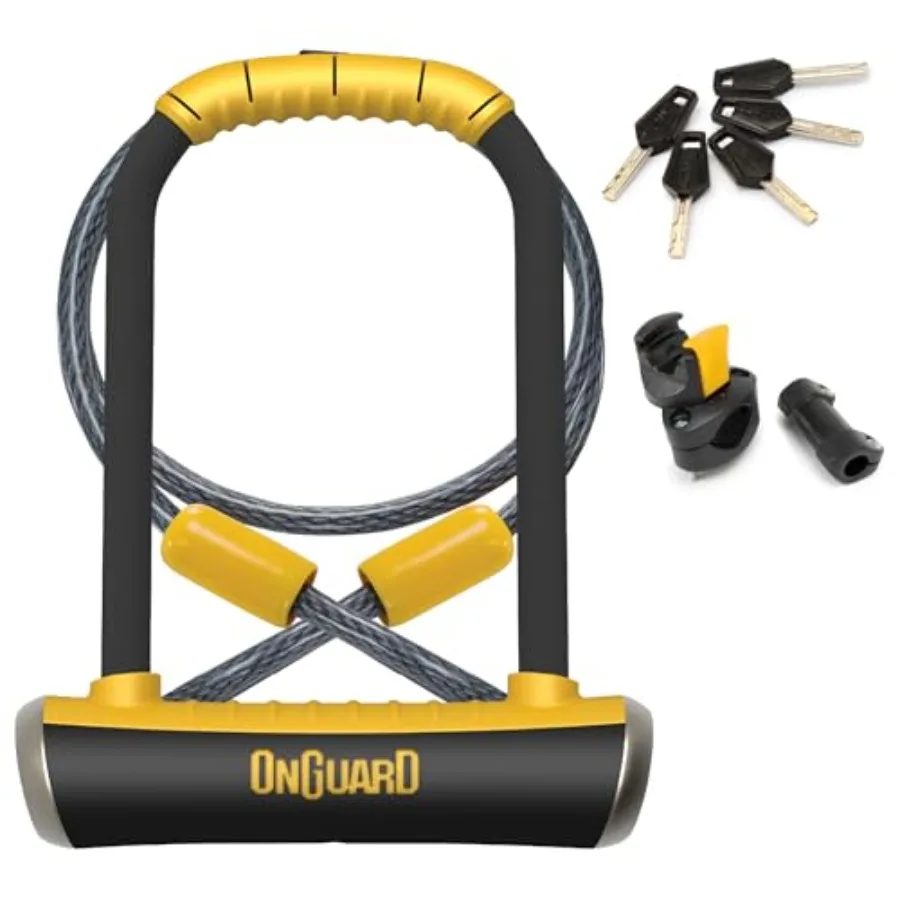 

Pitbull STD DT U-Lock with 4 ft Cable 14 mm Hardened Steel Shackle 115 × 230 mm Quad Lock System for Bike Security Rubber-Coate
