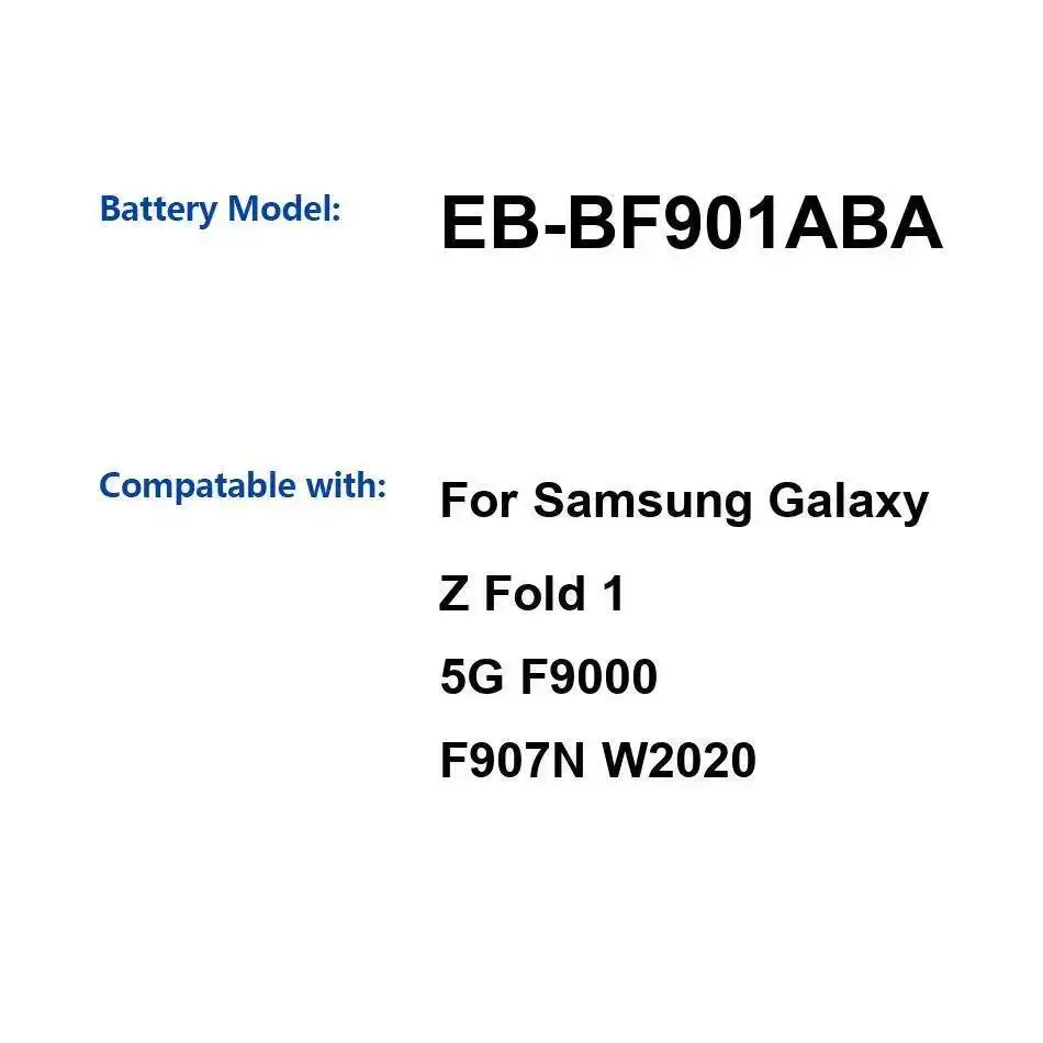

Mobile Phone Battery Safe 2135Mah For Samsung Galaxy Z Fold 1 5G F9000 F907N W2020 High Compatibility EB-BF901ABA