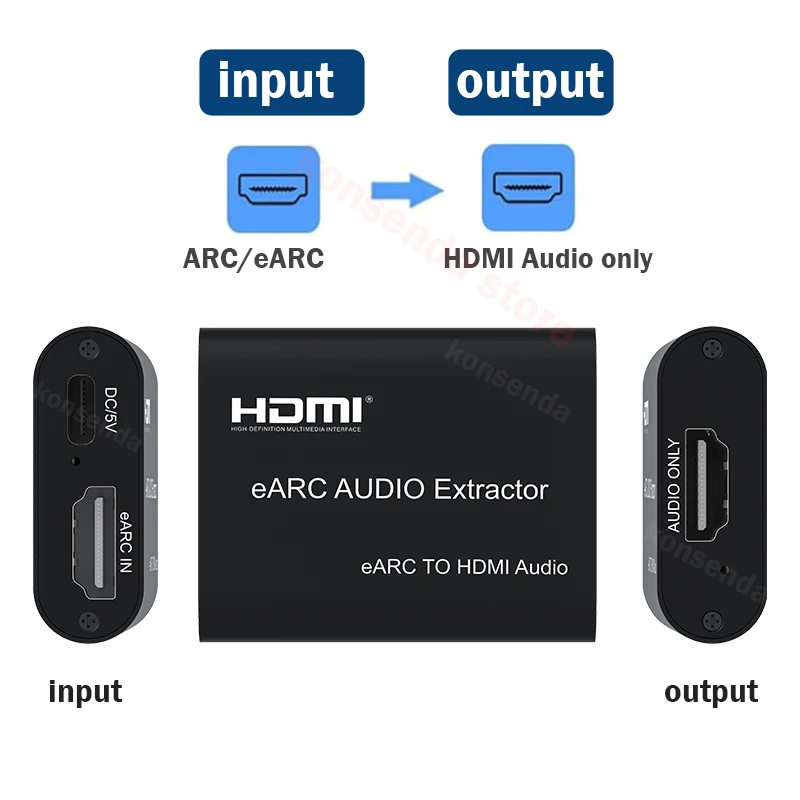 EARC Audio Extractor EARC To HDMI Audio Converter Splitter Adapter Support CEC 5.1CH 7.1 Sound TV To Amplifier Soundbar Speaker