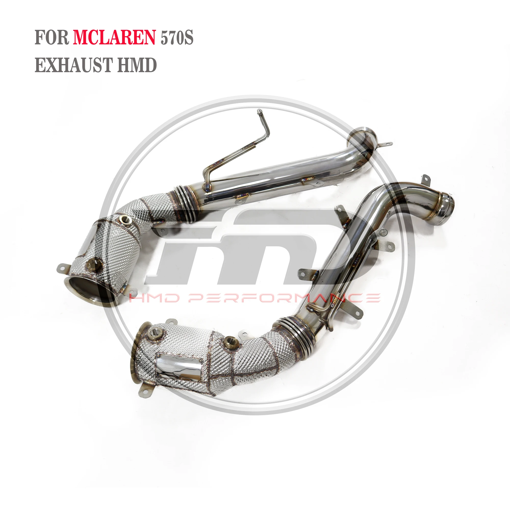 HMD Exhaust System High Flow Performance Downpipe for McLaren 570S 650S 675LT MP4-12C  3.8T  With Heat Shield Racing Pipe