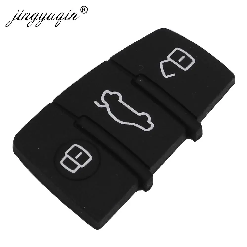 jingyuqin 2pcs For Audi A3 A4 A5 A6 A8 Q5 Q7 TT S LINE RS Rubber Button Pad Remote Flip Key Fob 3 Buttons Replacement