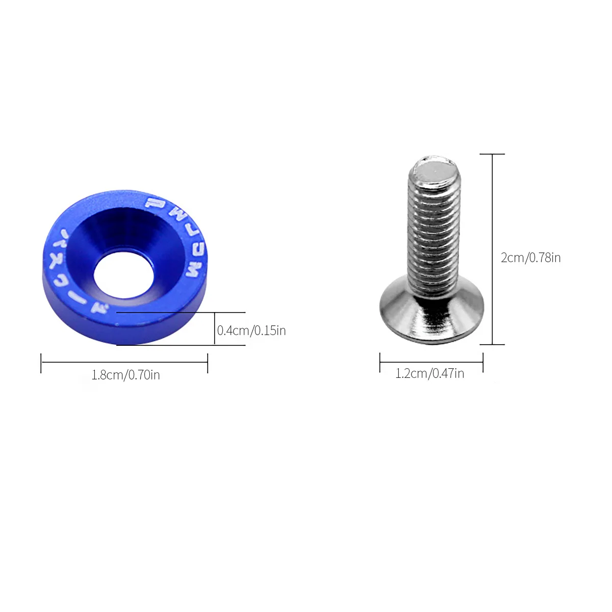 10 Pieces of Aluminum M6 X 20 Car Styling Modification Fender Gasket License Plate Bolts Vehicle Decorative Parts, Available in 10 Colors