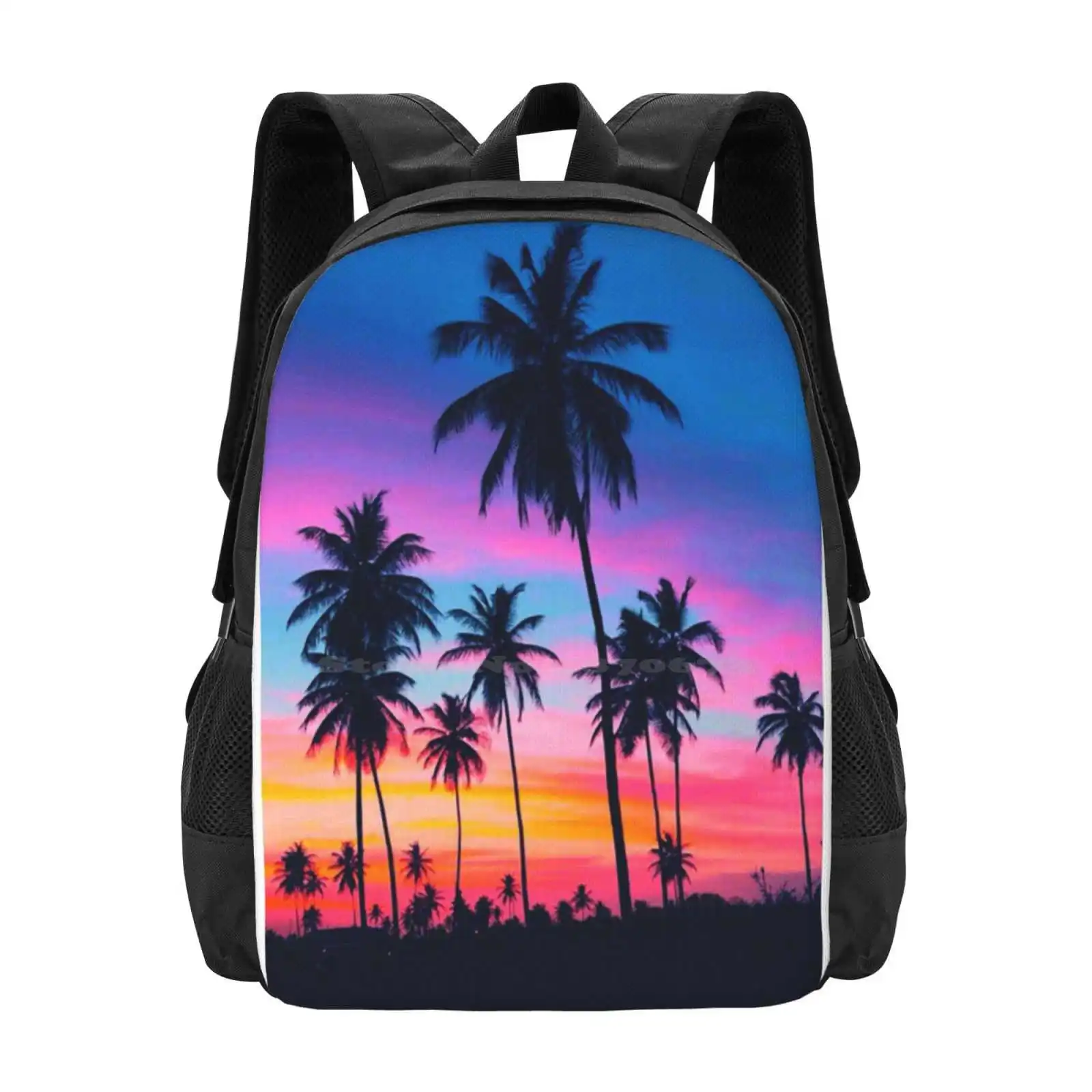 Tropical Palm Tree Sunset Hot Sale Schoolbag Backpack Fashion Bags Tropical Palm Tree Sunset Beach Hawaii Island Fruit Sand Sea