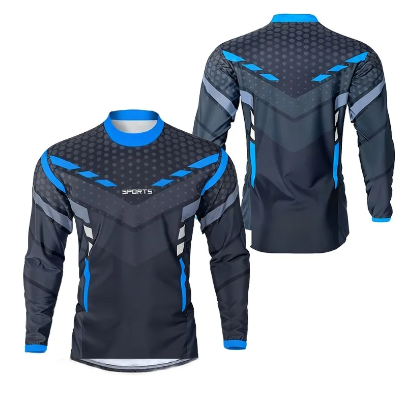 

Спортивный костюм для мужчин для езды на горном велосипеде, длинный, с контрастными цветами, облегающий, быстросохнущий, дышащий, спортивная одежда