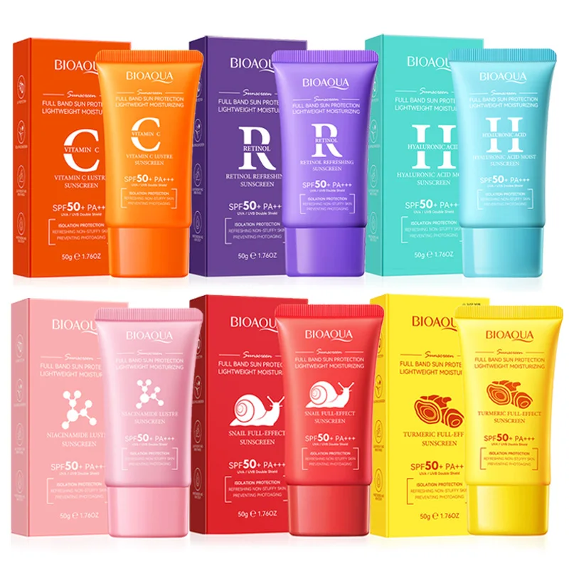BIOAQUA spf 50 Protector solar para cara cuerpo cuello bloqueador solar cremas blanqueadoras protector solar facial hidratante Protector solar