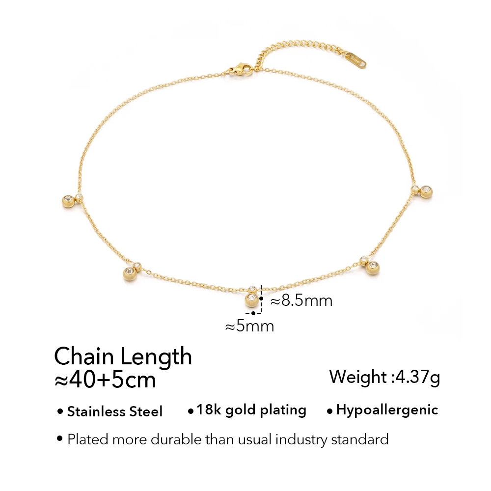 ENFASHION Para Mujer Round Zircon Clavicle Pendant Necklace For Women's Stainless steel 18K Plated Gold delicate Jewelry P3603
