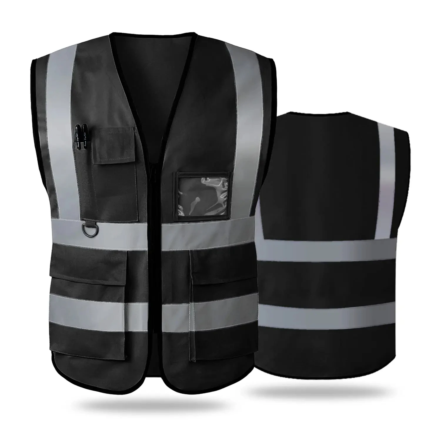 High Visibility Unisex Reflective Vest Two Tone Security Officer Safety Vest Fire Design Workwear