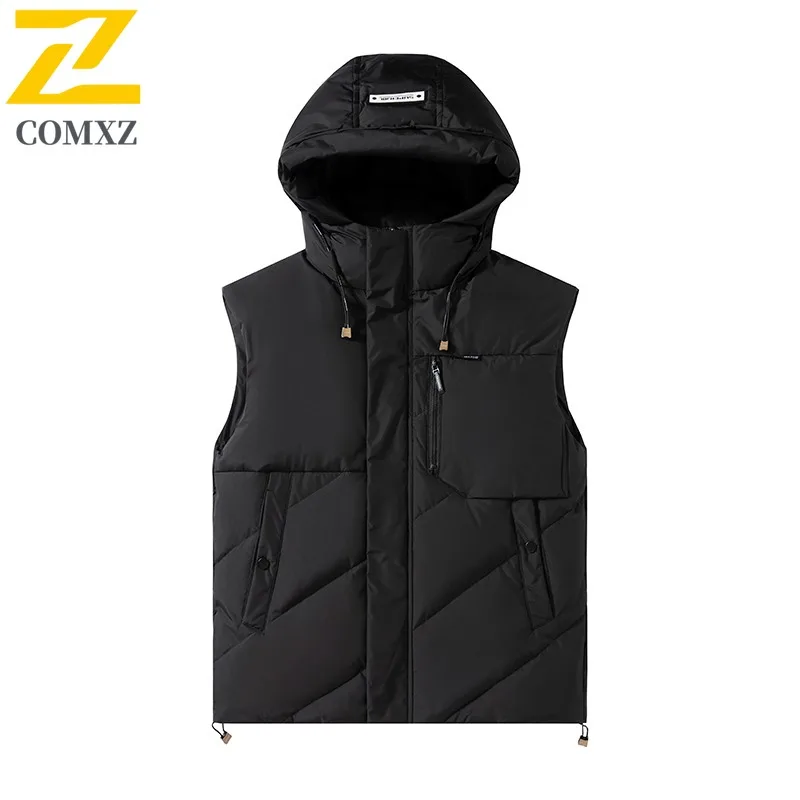 COMXZ Men Down Jacket Detachable Hood Short Style Thickened Youth White Duck Down Thermal Casual Couple lightweight windbreaker